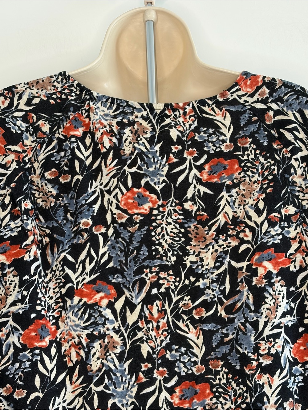 Lucky Brand Floral Peasant Shirt V Neck with Pleating Boho Wedtern Size Large - Picture 8 of 15